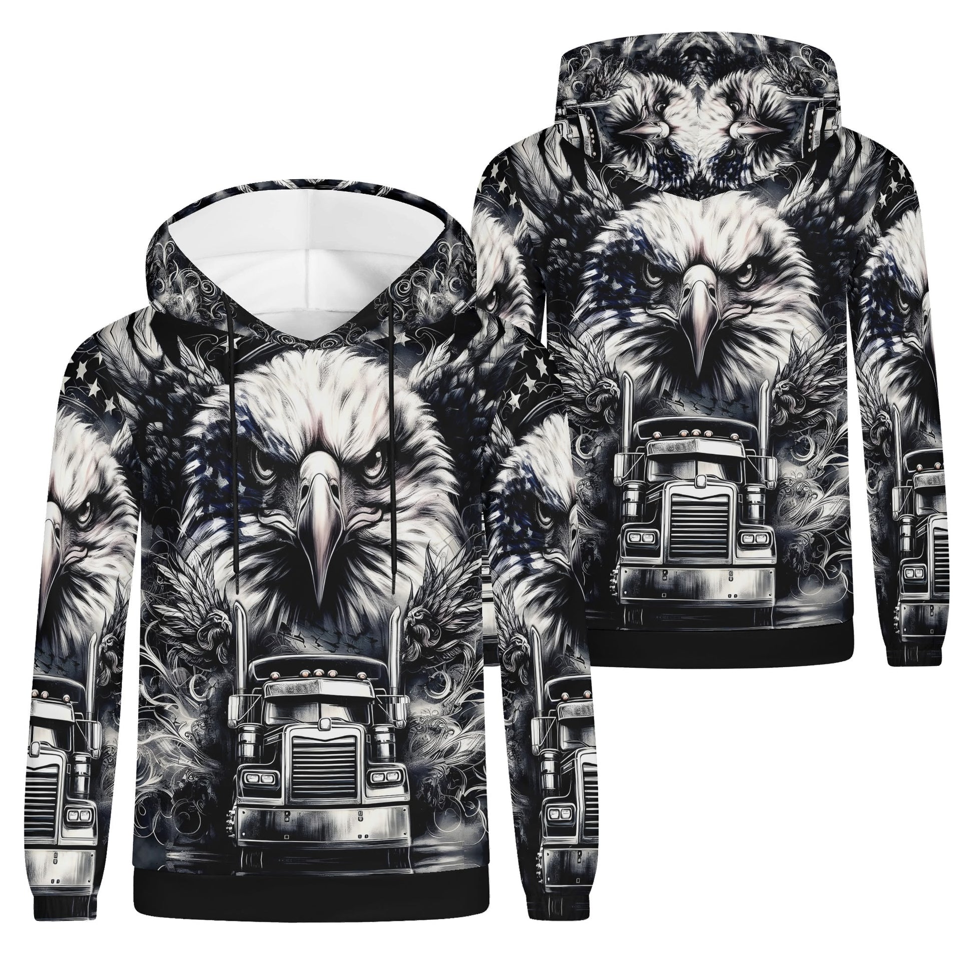 Revolt On Wheels Poly French Terry hoodie by Loud and Lethal featuring bold eagle and truck graphic