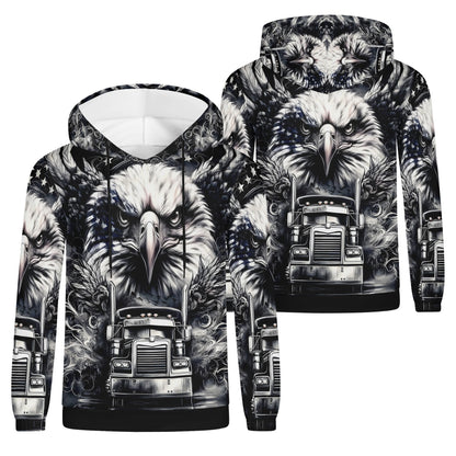 Revolt On Wheels Poly French Terry hoodie by Loud and Lethal featuring bold eagle and truck graphic