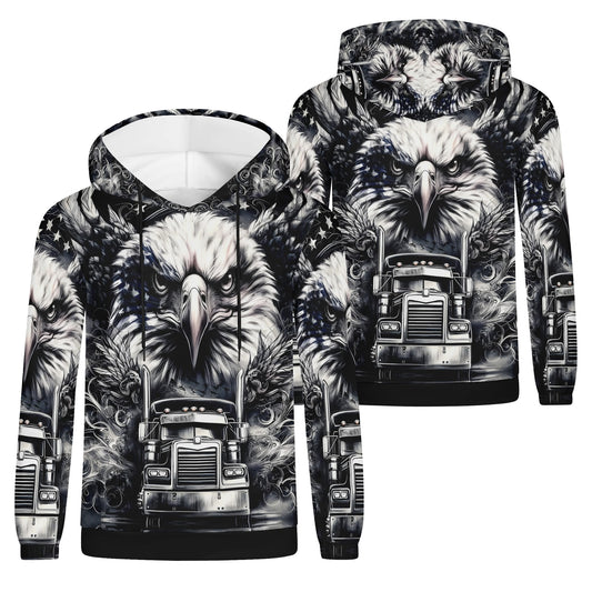 Revolt On Wheels Poly French Terry hoodie by Loud and Lethal featuring bold eagle and truck graphic