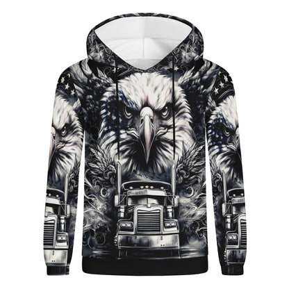 Revolt On Wheels Poly French Terry hoodie with bold eagle and truck graphic design by Loud and Lethal