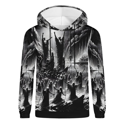 Loud and Lethal Rise of the Fallen Cotton Terry hoodie black and white graphic design unisex