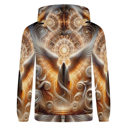 Sacred Wings Poly French Terry Hoodie by Loud and Lethal featuring angelic wing and glowing light design