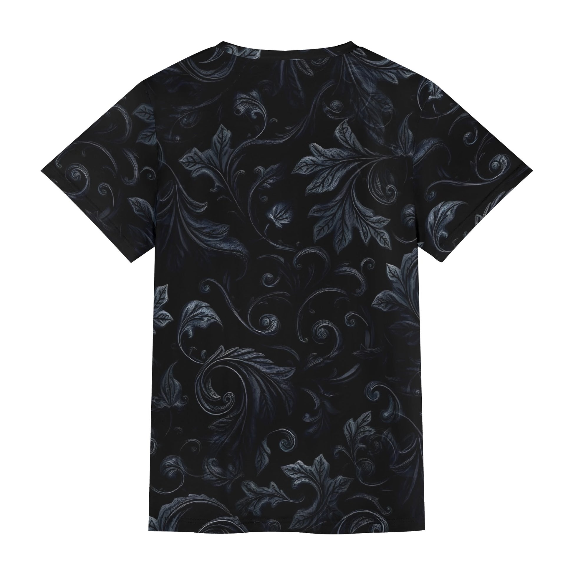 Loud and Lethal Shadowed Foliage 100 Cotton T-Shirt unisex black tee with dark floral pattern
