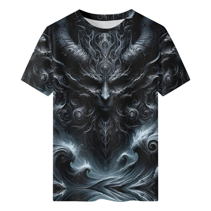 Loud and Lethal Shadows of Perdition Lycra T-Shirt with dark demon and swirling smoke design