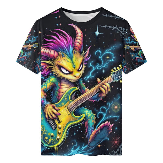 Shredbeast Organic Cotton Kids T-Shirt featuring colorful monster playing electric guitar design