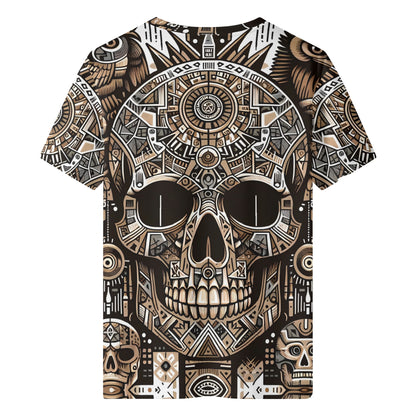 Skull Totem 100 Cotton T-Shirt by Loud and Lethal featuring detailed geometric skull design unisex tee
