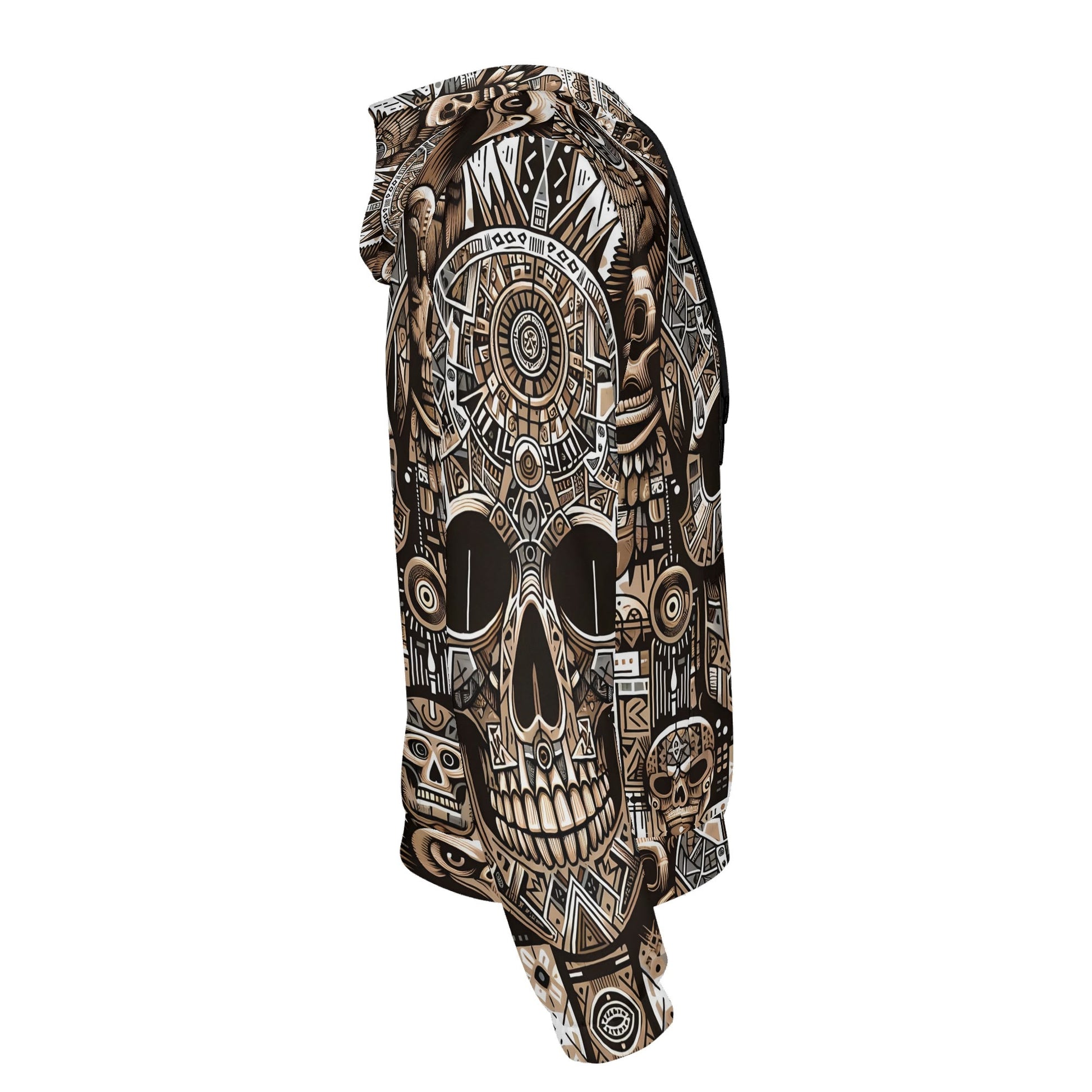 Loud and Lethal Skull Totem poly french terry hoodie with detailed tribal skull design on side