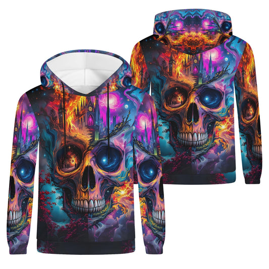 Loud and Lethal Soulfire Awakening Cotton Terry hoodie with vibrant skull and fiery fantasy design
