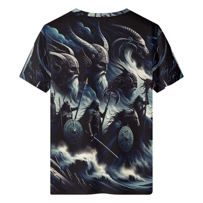 Storm Riders of the Divine Organic Cotton T-Shirt by Loud and Lethal with dark fantasy warrior artwork
