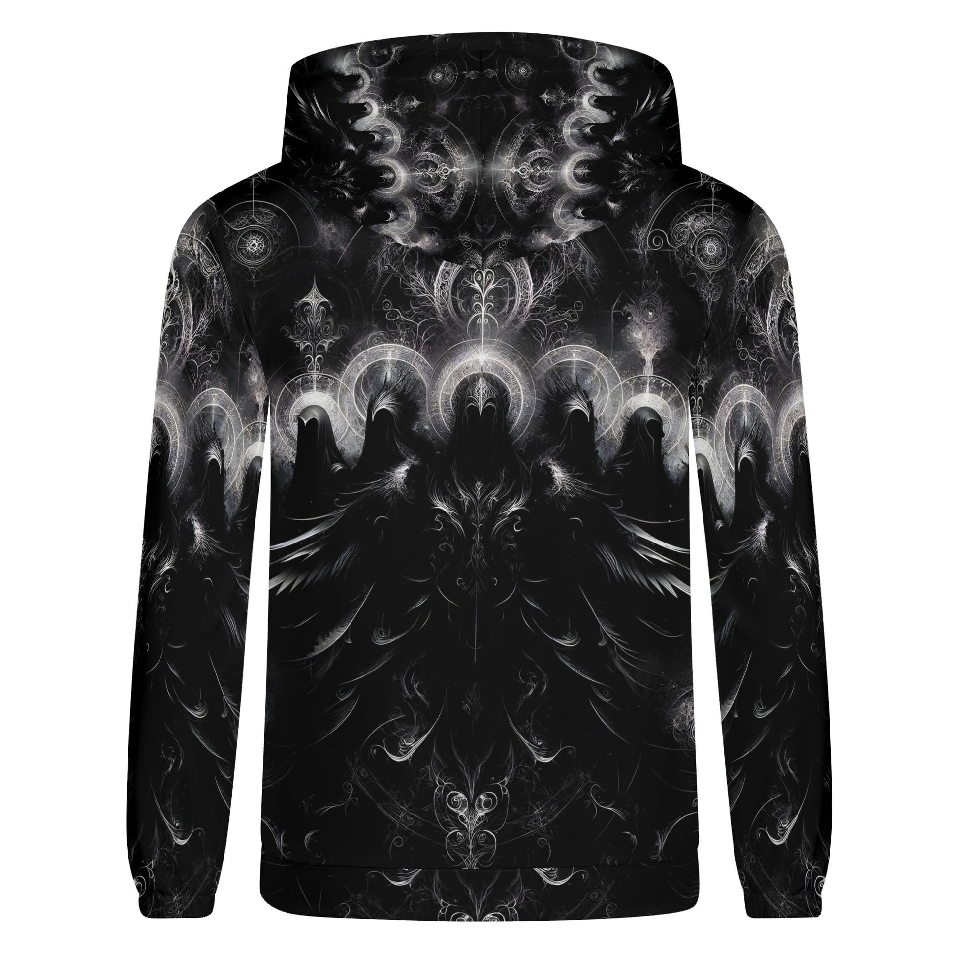 The Sacred Eclipse Poly French Terry hoodie by Loud and Lethal with black and gray mystical abstract design