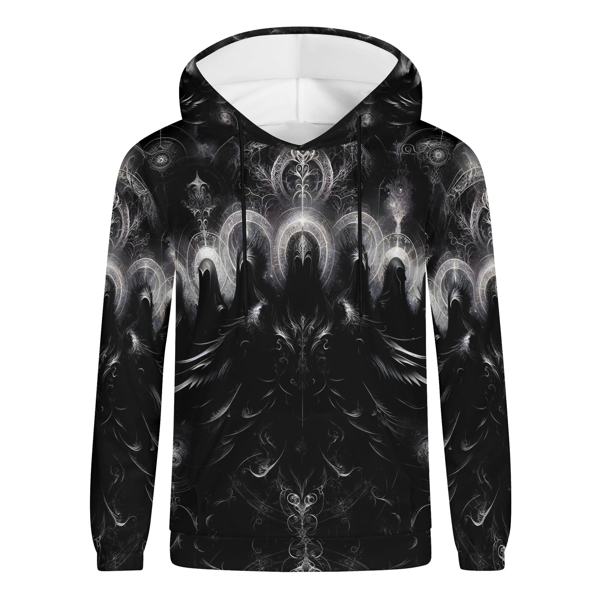 The Sacred Eclipse Poly French Terry hoodie in black with intricate dark mystical design by Loud and Lethal