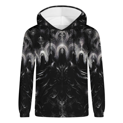 The Sacred Eclipse Poly French Terry hoodie in black with intricate dark mystical design by Loud and Lethal