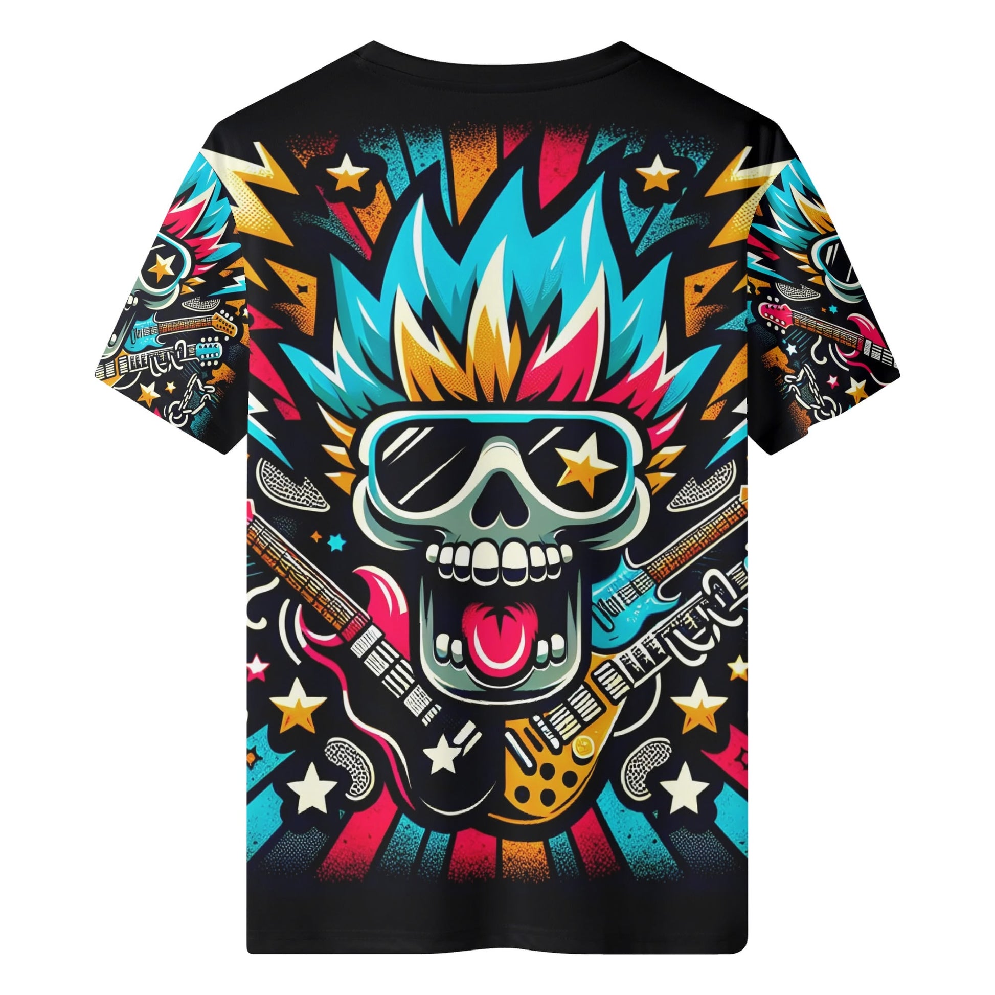 Thunderstruck Organic Cotton Kids T-Shirt by Loud and Lethal with colorful skull and electric guitar design