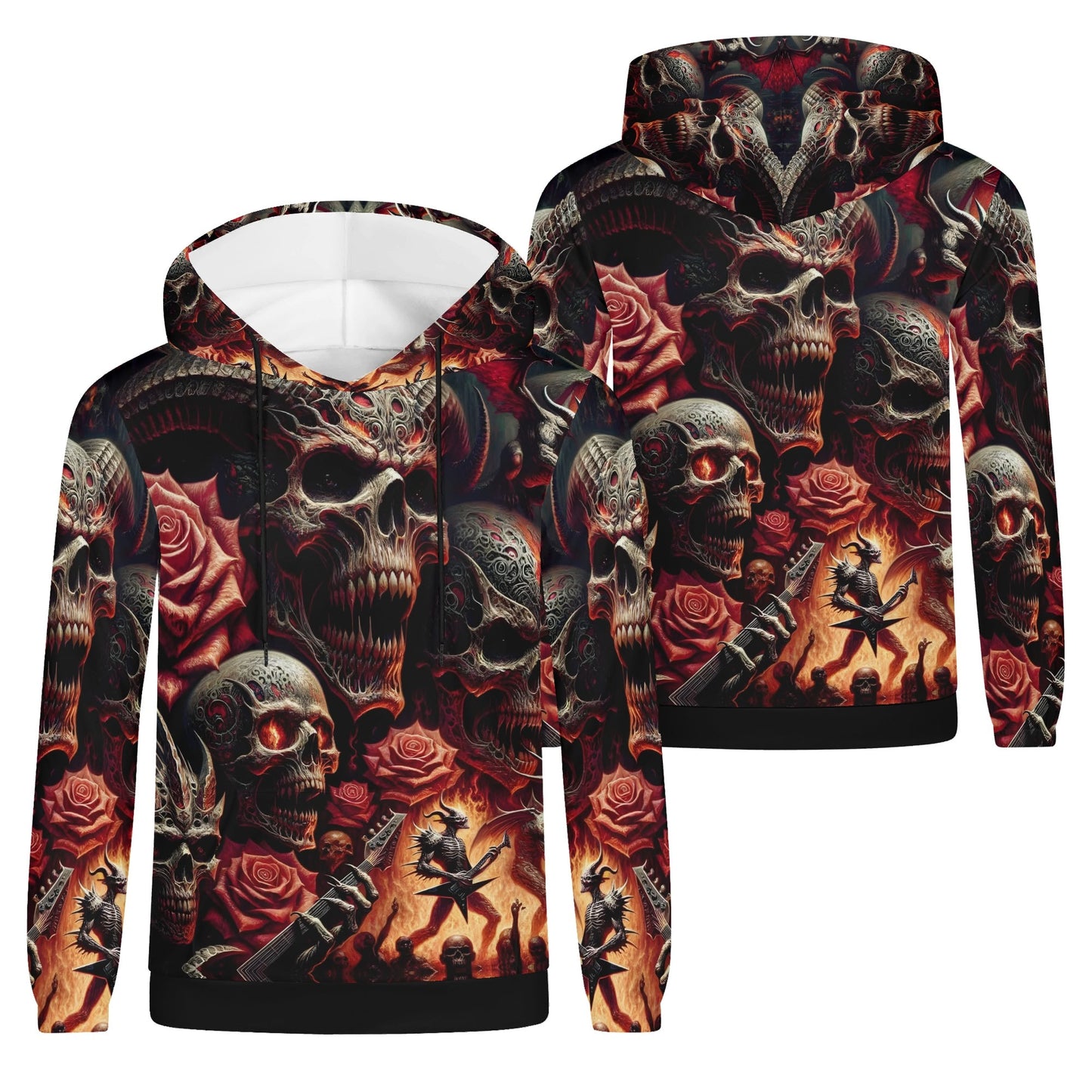 Unleashed Rebellion Poly French Terry hoodie by Loud and Lethal with dark skull and rose design