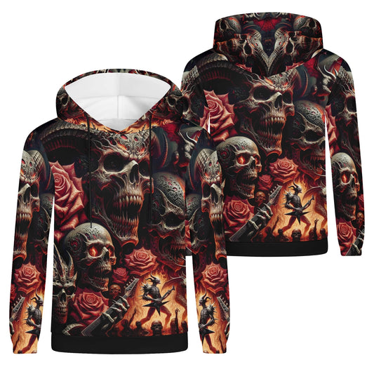 Unleashed Rebellion Poly French Terry hoodie by Loud and Lethal with dark skull and rose design