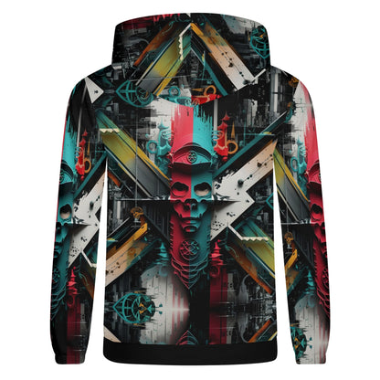 Loud and Lethal Urban Alchemy Cotton Terry Hoodie with colorful abstract skull and geometric design unisex hoodie