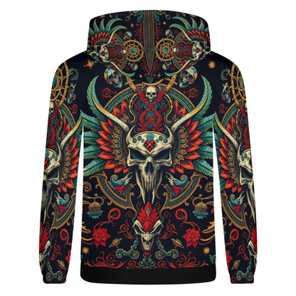 Flourish of Rebellion Poly French Terry Hoodie Limited Edition unisex Loud and Lethal skull winged ornate tattoo style