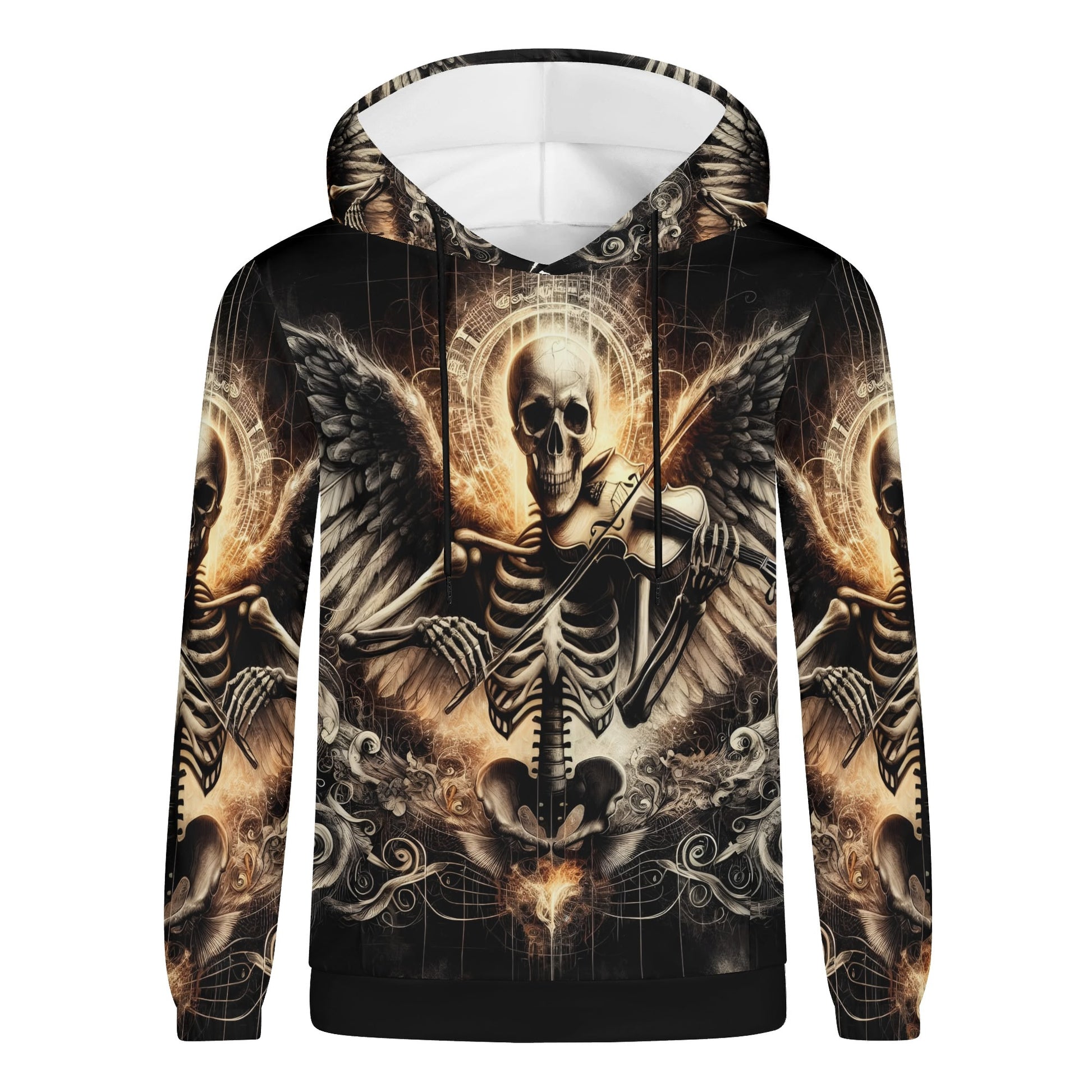 Violin Virtuoso french terry hoodie by Loud and Lethal featuring skeleton angel playing violin design
