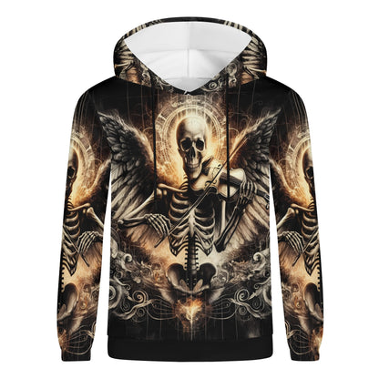 Violin Virtuoso french terry hoodie by Loud and Lethal featuring skeleton angel playing violin design