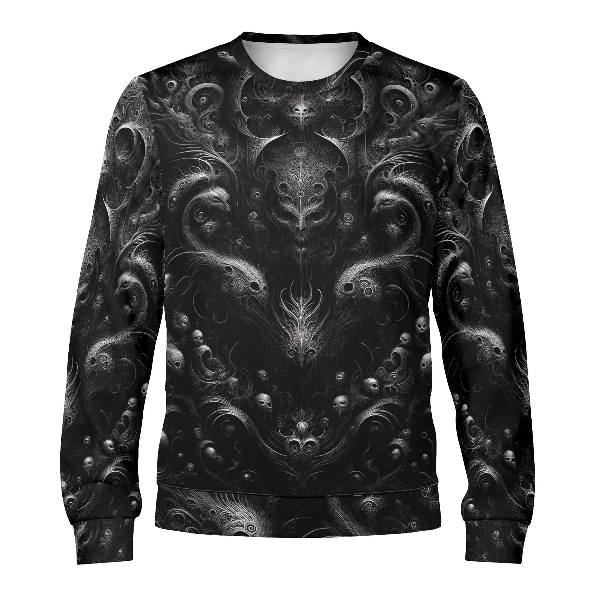 Loud and Lethal unisex sweatshirt with intricate dark symmetrical void design Whispers of the Void Poly French Terry Sweatshirt.