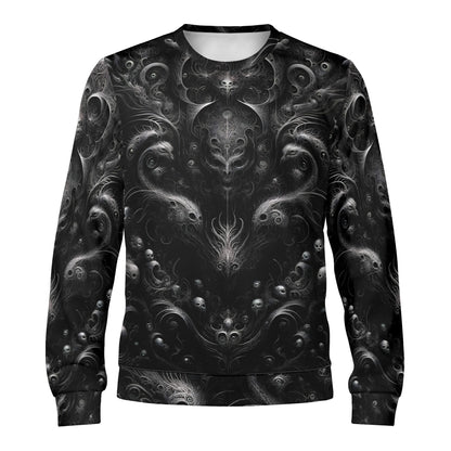 Loud and Lethal unisex sweatshirt with intricate dark symmetrical void design Whispers of the Void Poly French Terry Sweatshirt.