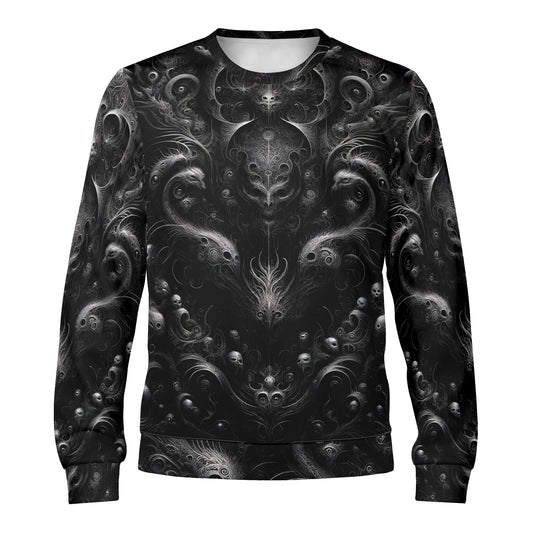 Loud and Lethal unisex sweatshirt with intricate dark symmetrical void design Whispers of the Void Poly French Terry Sweatshirt.