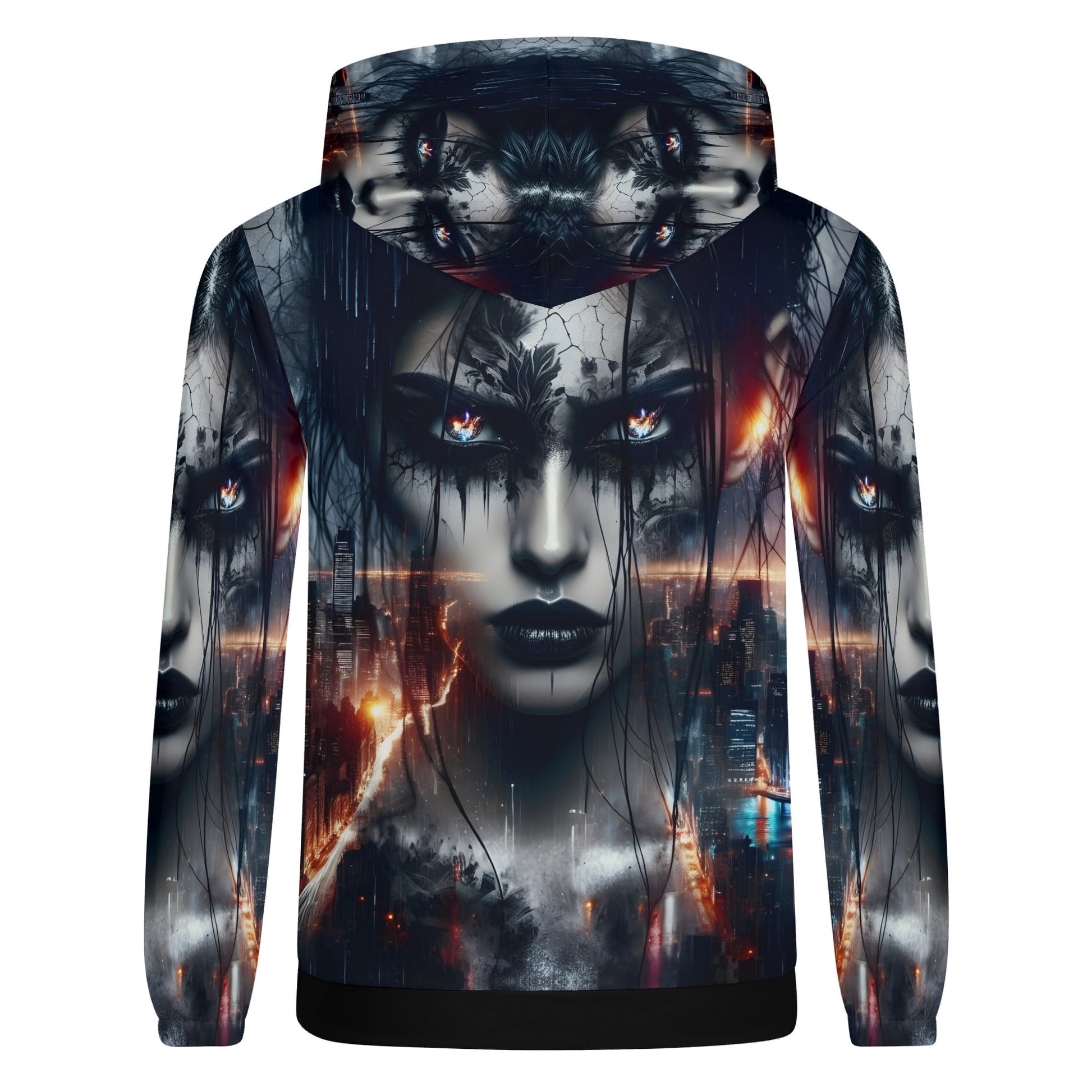 Wicked Vision Cotton Terry hoodie by Loud and Lethal featuring dark artistic face design with glowing eyes